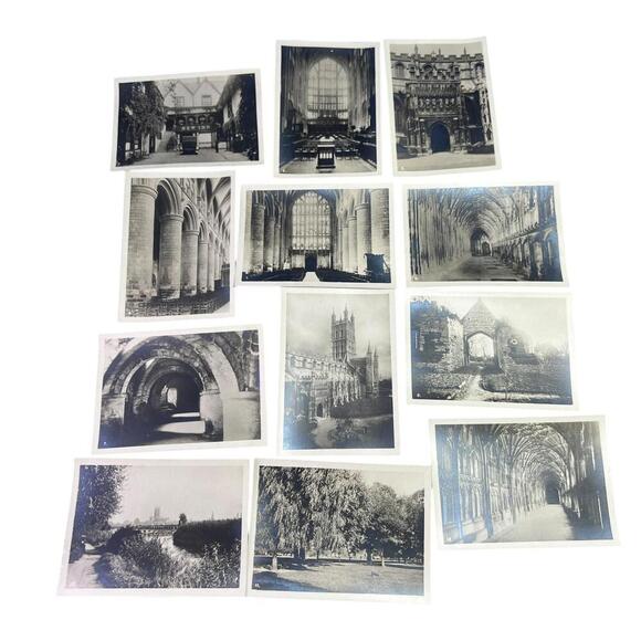 Vintage 1930s British Cathedral Photo Set 3.5x2.5” Souvenir Series 1–12 B&W - Picture 1 of 10